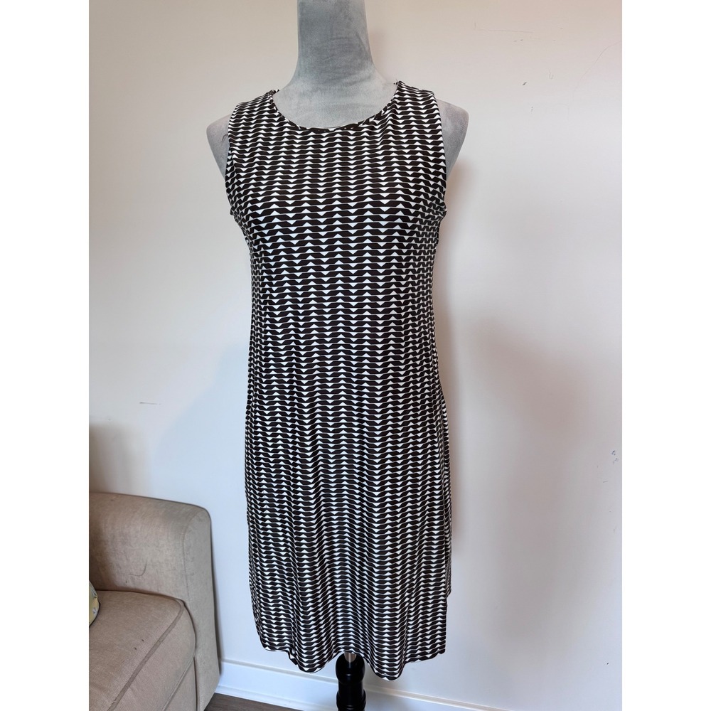 Spunkwear Black White Geometric Chevron Sleeveless Shift Dress Made in USA